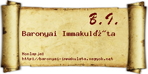 Baronyai Immakuláta névjegykártya